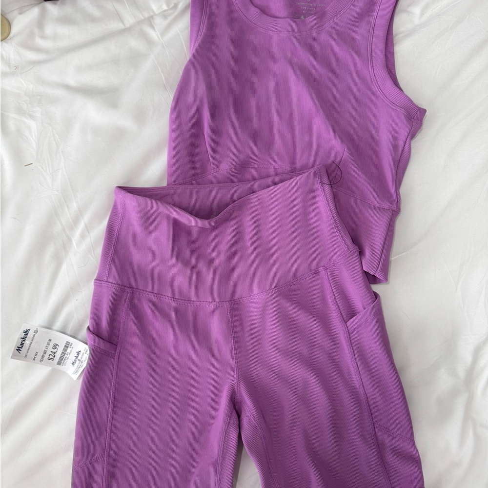 Purple Athletic Tank and Leggings Set